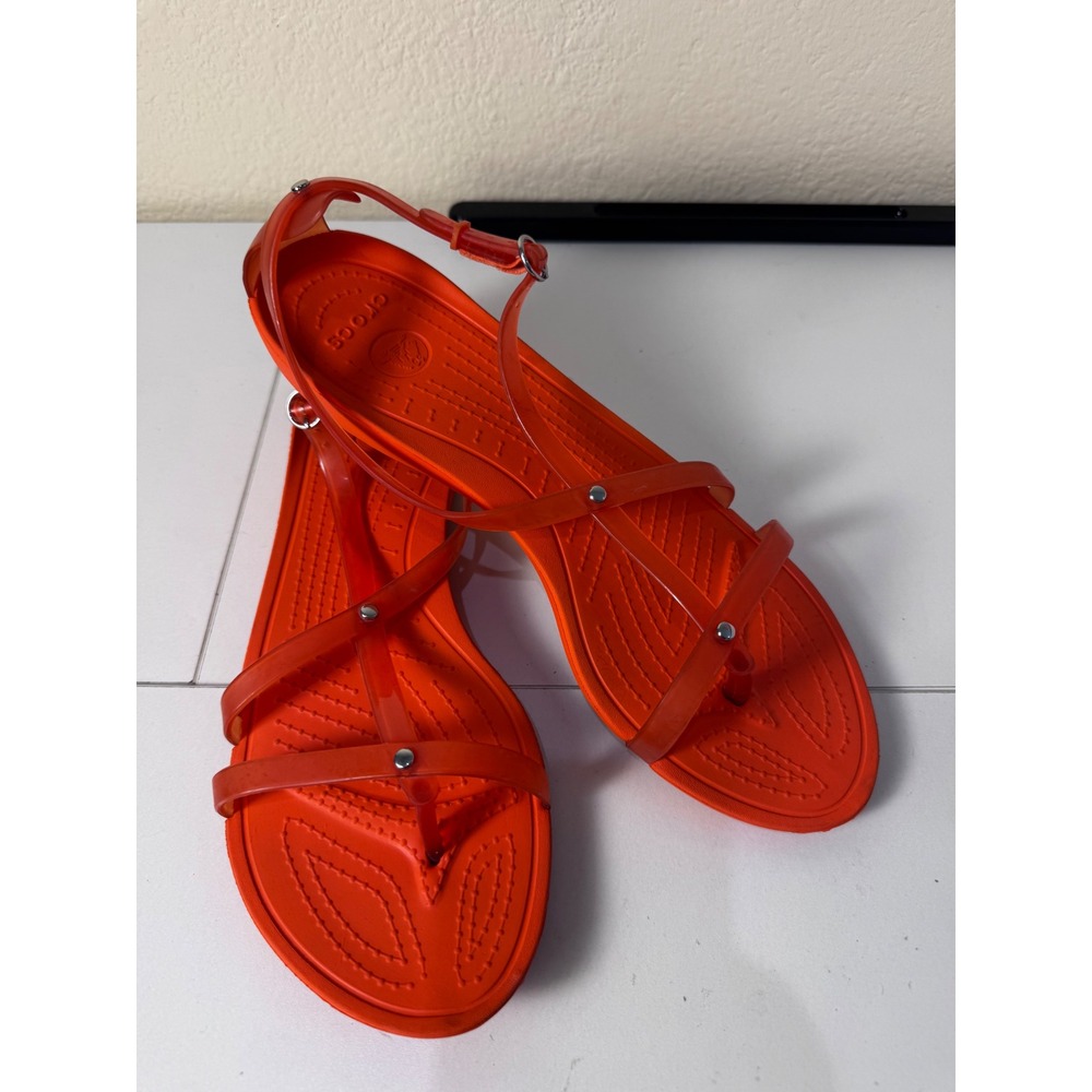 Crocs Isabella Strappy Sandal Size‎ 11 Orange Jelly Translucent Gladiator